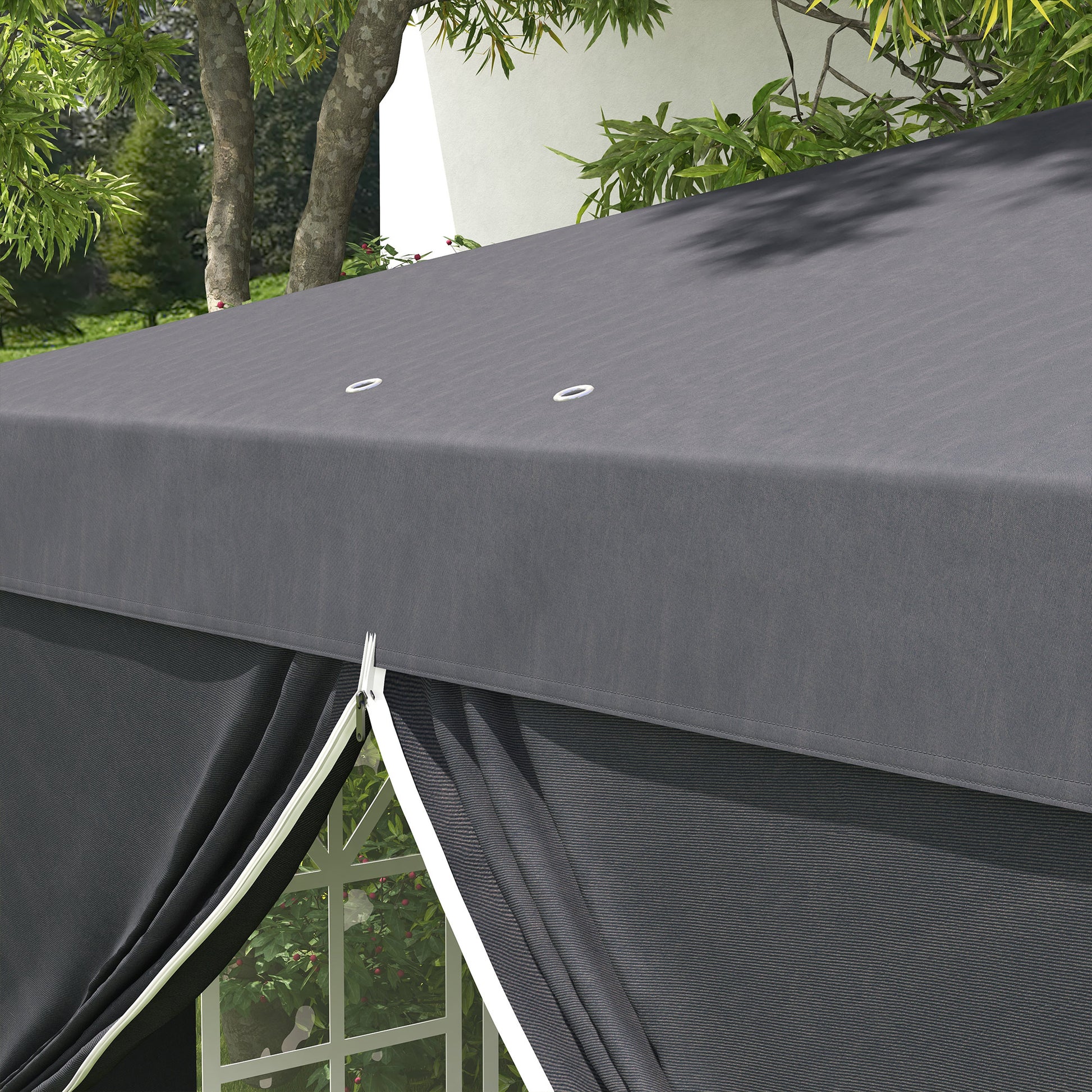3x3 Pop-up Gazebo for 6-9 People with Adjustable Height, Drainage Holes, and Carrying Bag, Foldable Metal Gazebo with Ropes, Stakes, and Bags, Dark Gray