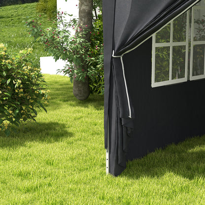 3x3 Pop-up Gazebo for 6-9 People with Adjustable Height, Drainage Holes, and Carrying Bag, Foldable Metal Gazebo with Ropes, Stakes, and Bags, Dark Gray