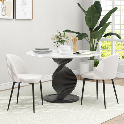 Set of 2 Dining Chairs Scandinavian Kitchen Chair Velvet Upholstered with Tapered Metal Legs, for Living Room, Dining Room, Cream