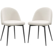 Set of 2 Dining Chairs Scandinavian Kitchen Chair Velvet Upholstered with Tapered Metal Legs, for Living Room, Dining Room, Cream
