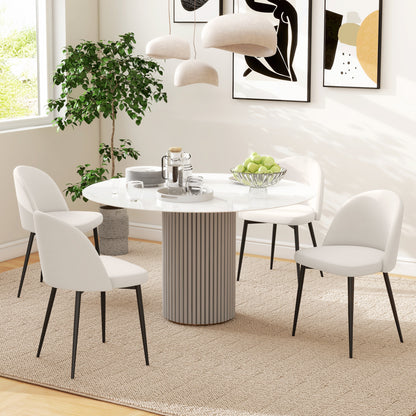 Set of 2 Dining Chairs Scandinavian Kitchen Chair Velvet Upholstered with Tapered Metal Legs, for Living Room, Dining Room, Cream