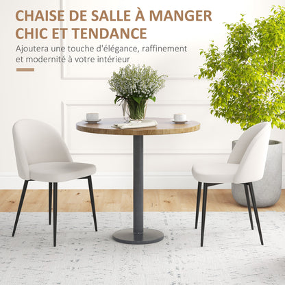 Set of 2 Dining Chairs Scandinavian Kitchen Chair Velvet Upholstered with Tapered Metal Legs, for Living Room, Dining Room, Cream