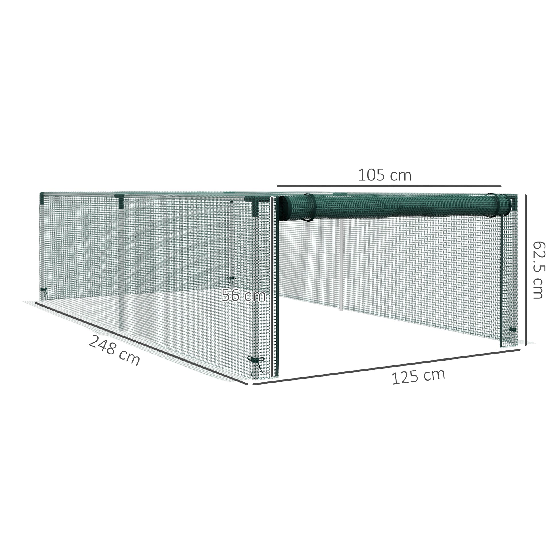 Garden Greenhouse Tomato Plant Net Protection Roll-Up Door HDPE, dim. 125L x 248W x 62.5H cm