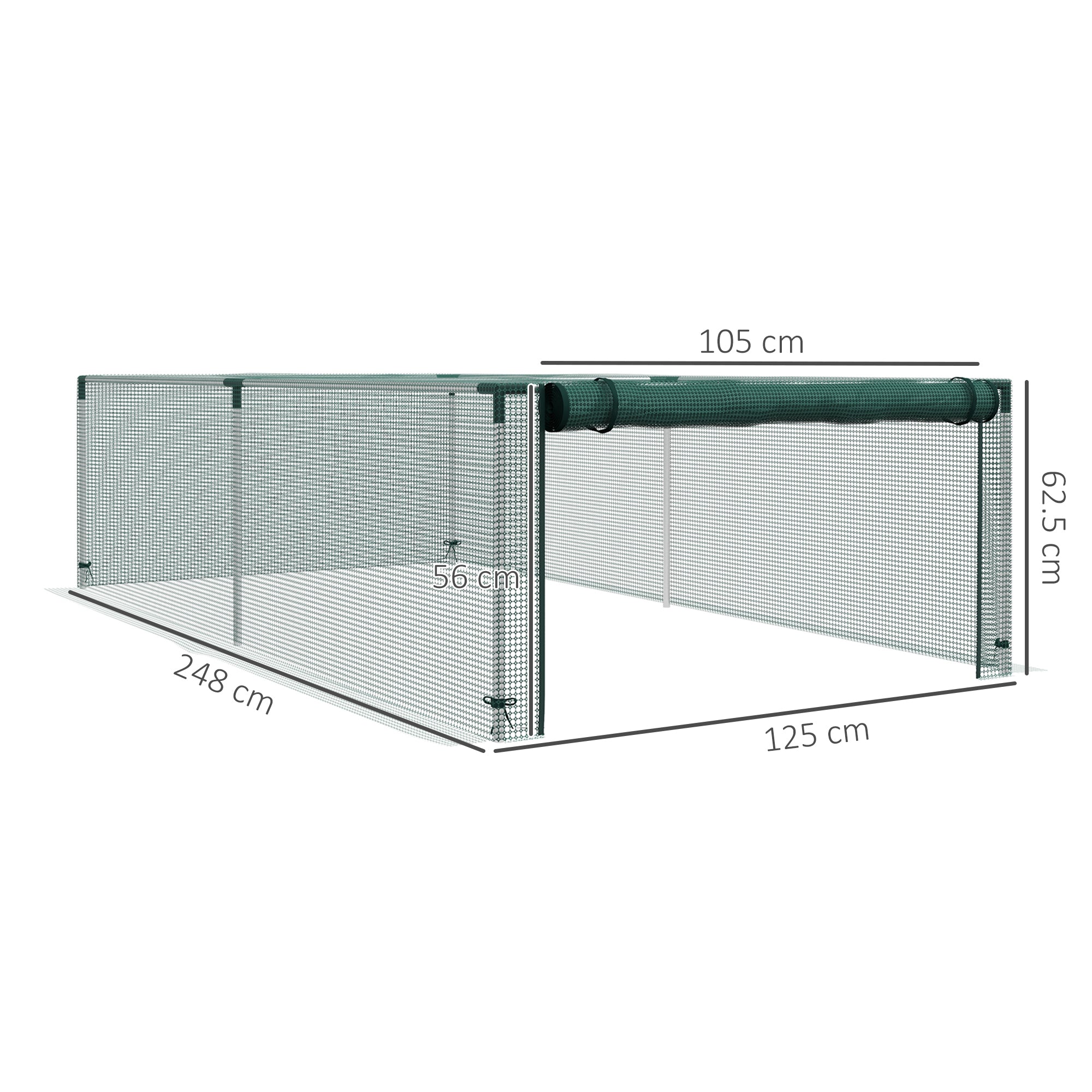 Garden Greenhouse Tomato Plant Net Protection Roll-Up Door HDPE, dim. 125L x 248W x 62.5H cm