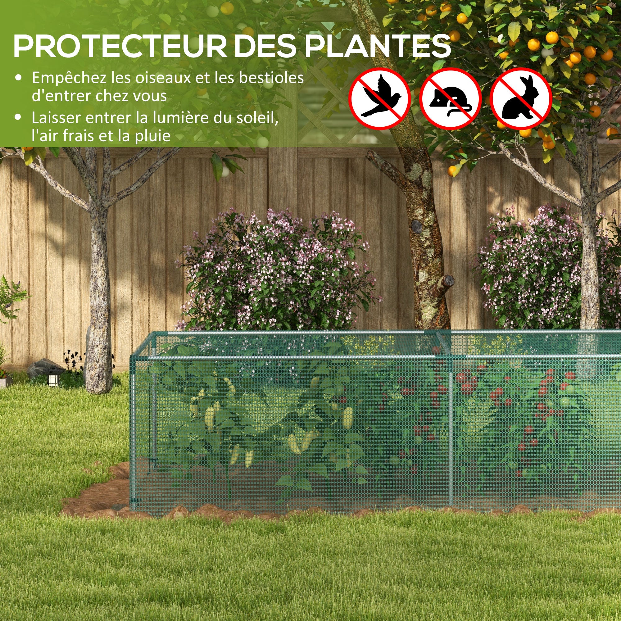 Garden Greenhouse Tomato Plant Net Protection Roll-Up Door HDPE, dim. 125L x 248W x 62.5H cm