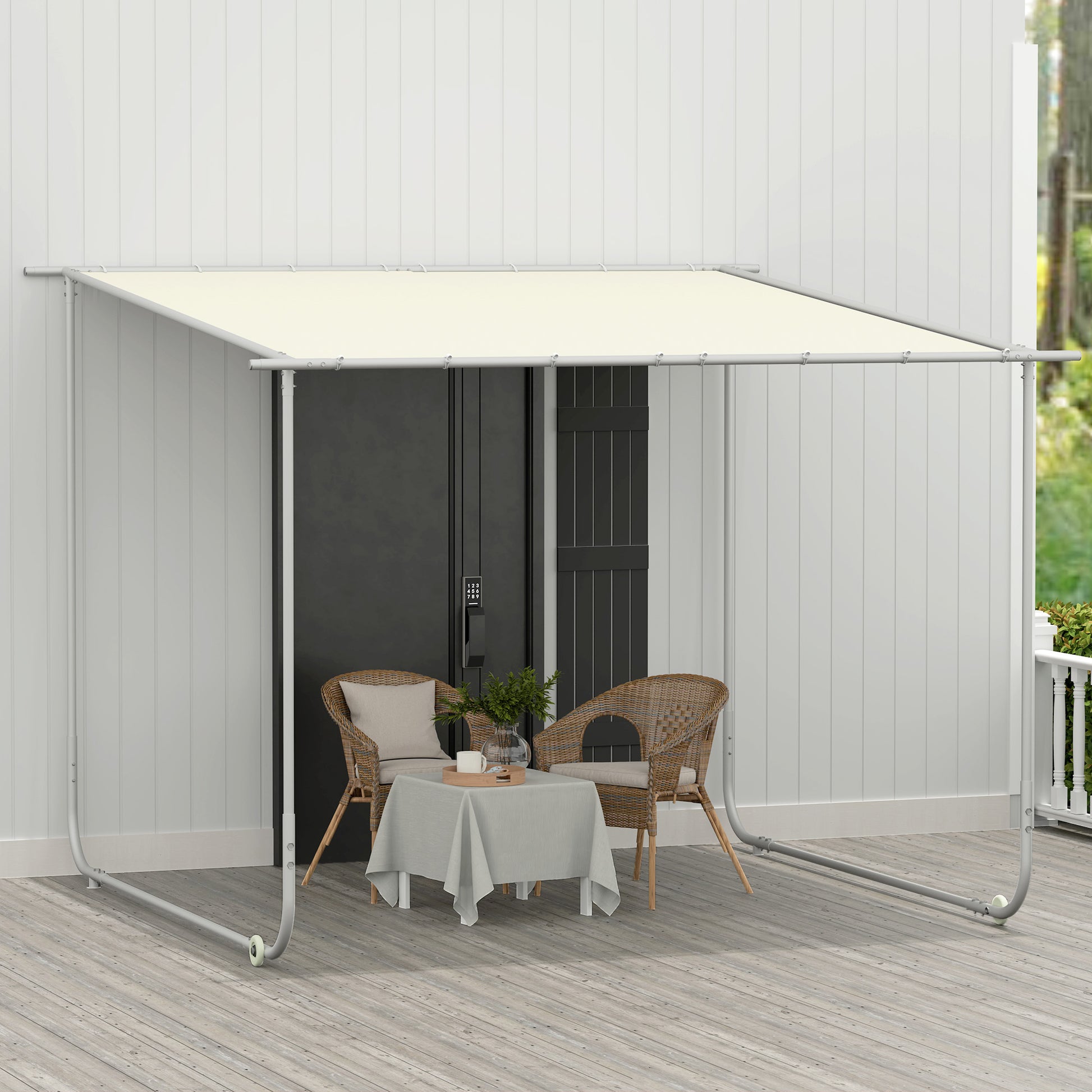 Pergola 3x3m Garden Gazebo with Wheels UV 30+ Protection Waterproof Sandbags and Steel Frame for Patio Terrace Balcony Cream
