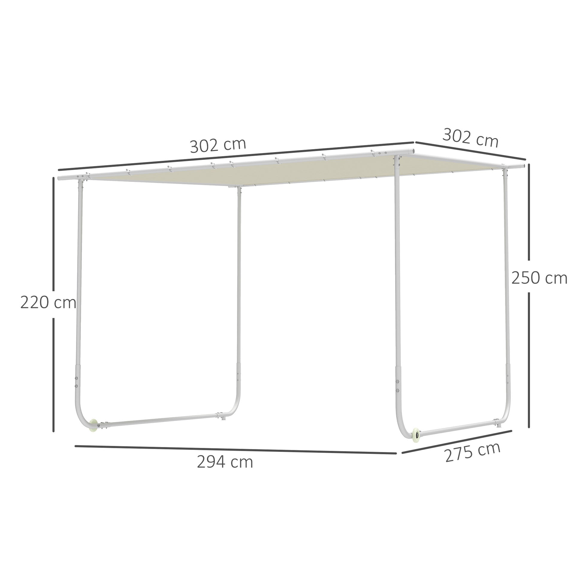 Pergola 3x3m Garden Gazebo with Wheels UV 30+ Protection Waterproof Sandbags and Steel Frame for Patio Terrace Balcony Cream