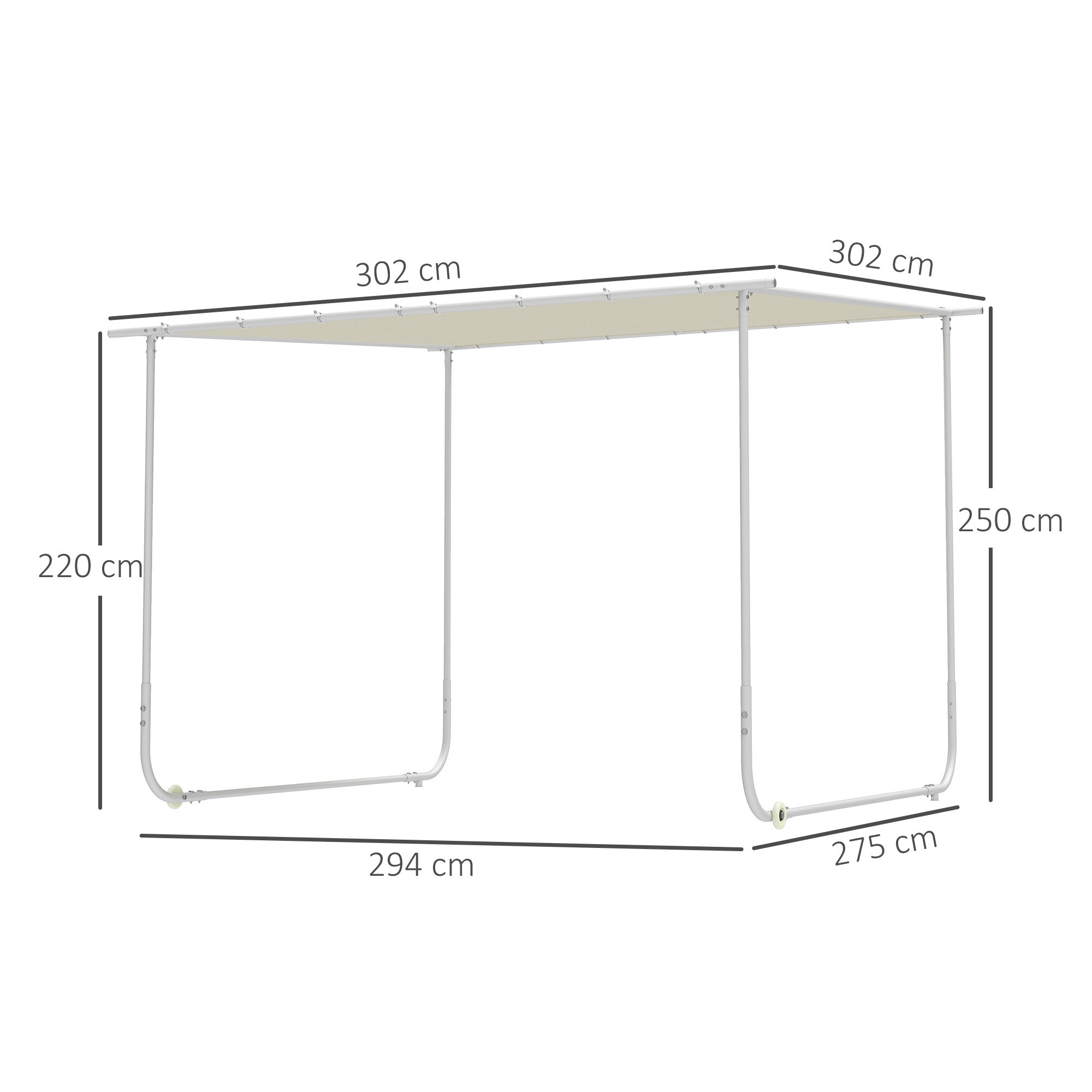 Pergola 3x3m Garden Gazebo with Wheels UV 30+ Protection Waterproof Sandbags and Steel Frame for Patio Terrace Balcony Cream