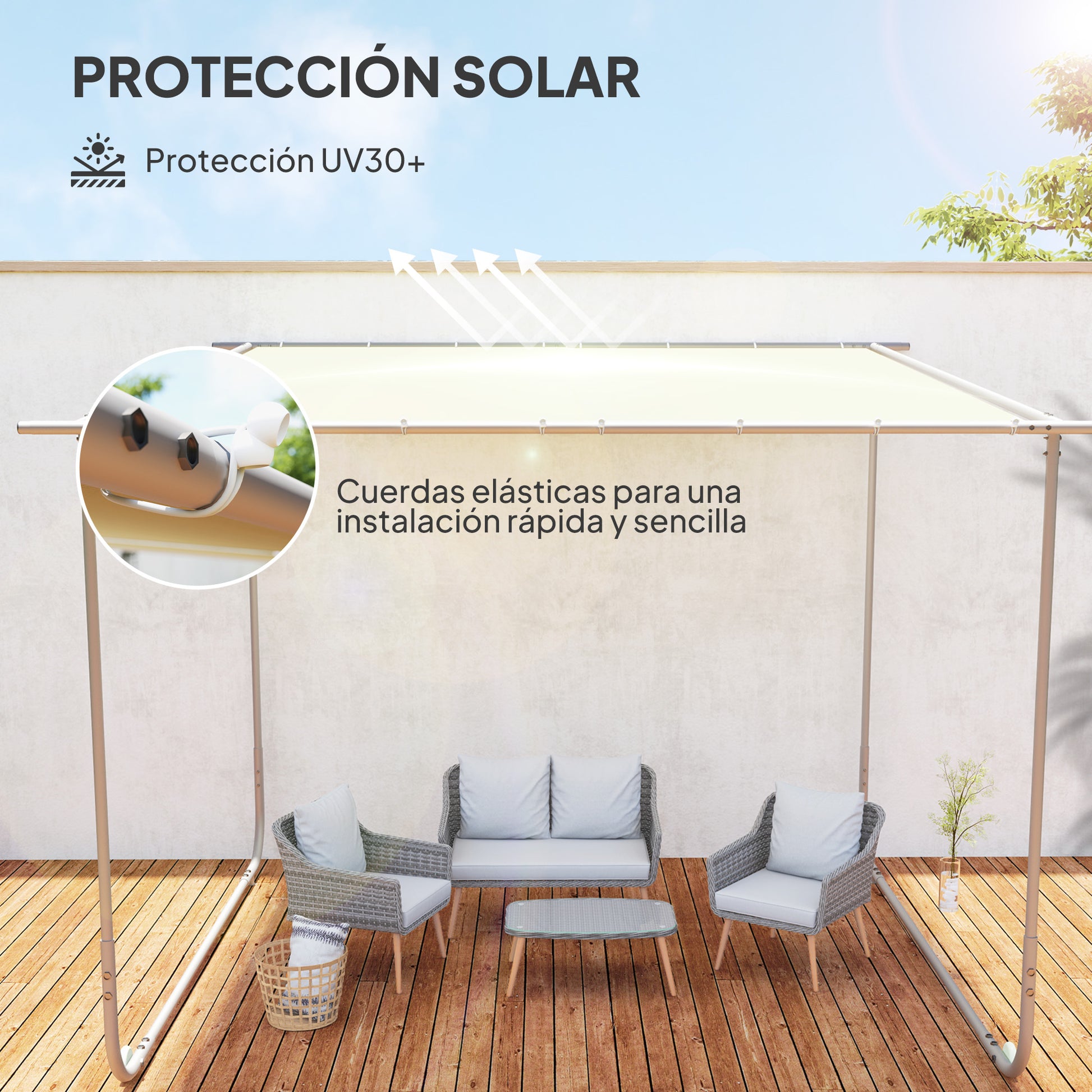 Pergola 3x3m Garden Gazebo with Wheels UV 30+ Protection Waterproof Sandbags and Steel Frame for Patio Terrace Balcony Cream