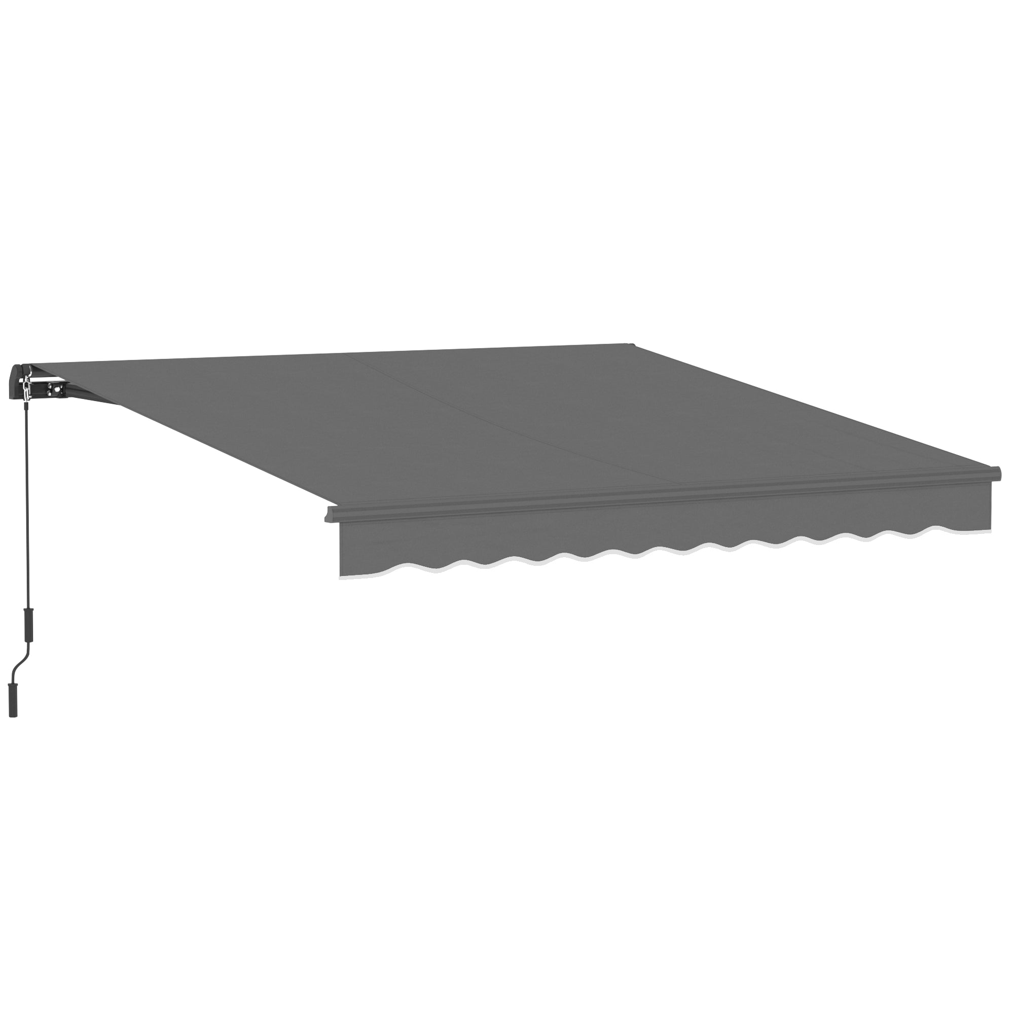 Manual Retractable Awning 11.5' x 9.8' — Adjustable Tilt, Crank-Operated, Aluminum Frame, 280 g/m² Polyester, UPF50+, Water-Resistant, Dark Gray