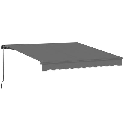 Manual Retractable Awning 11.5' x 9.8' — Adjustable Tilt, Crank-Operated, Aluminum Frame, 280 g/m² Polyester, UPF50+, Water-Resistant, Dark Gray