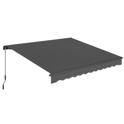 Manual Retractable Awning 11.5' x 9.8' — Adjustable Tilt, Crank-Operated, Aluminum Frame, 280 g/m² Polyester, UPF50+, Water-Resistant, Dark Gray