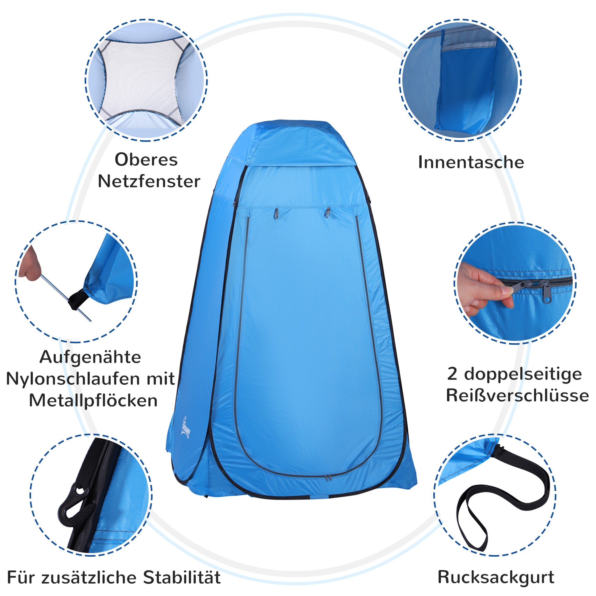 Pop-up Shower Tent, Portable Toilet Tent with Carrying Bag Window Mobile Changing Room WC Tent Privacy Toilet Changing Room Pop-up Camping Beach Storage Tent
