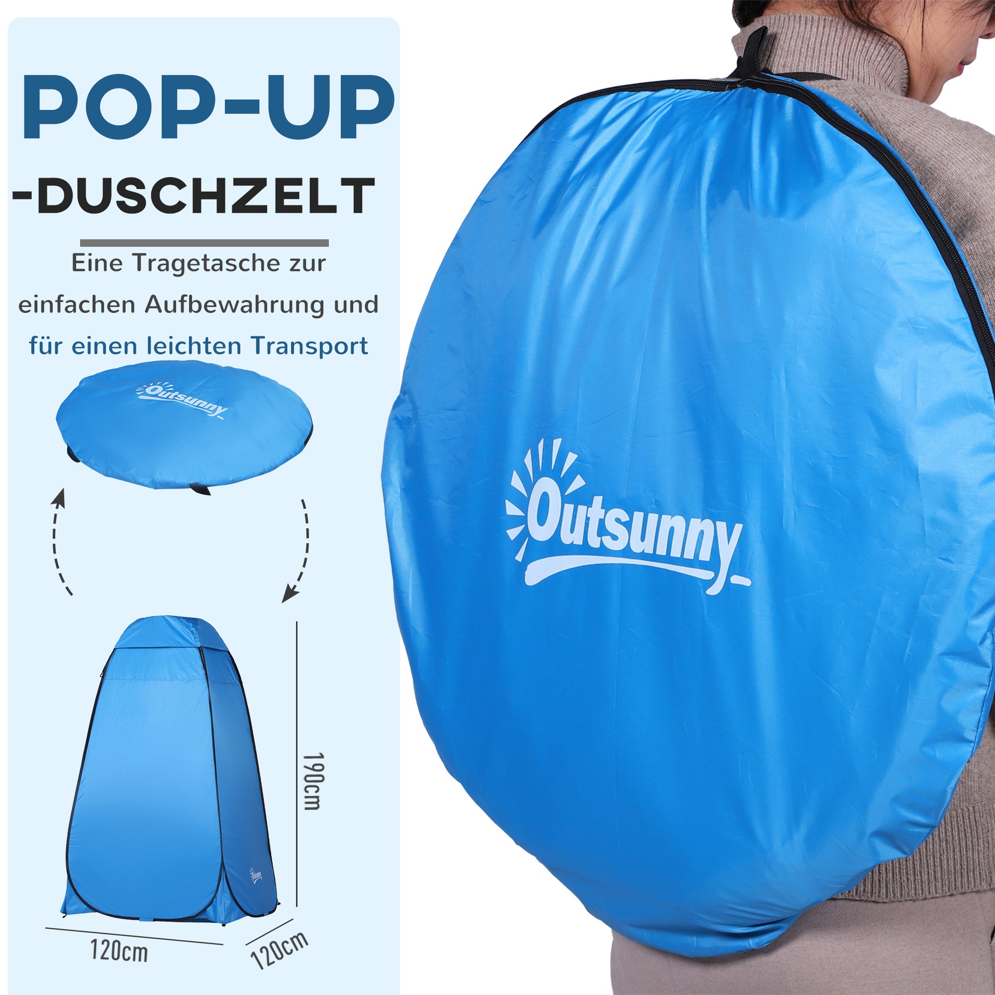 Pop-up Shower Tent, Portable Toilet Tent with Carrying Bag Window Mobile Changing Room WC Tent Privacy Toilet Changing Room Pop-up Camping Beach Storage Tent