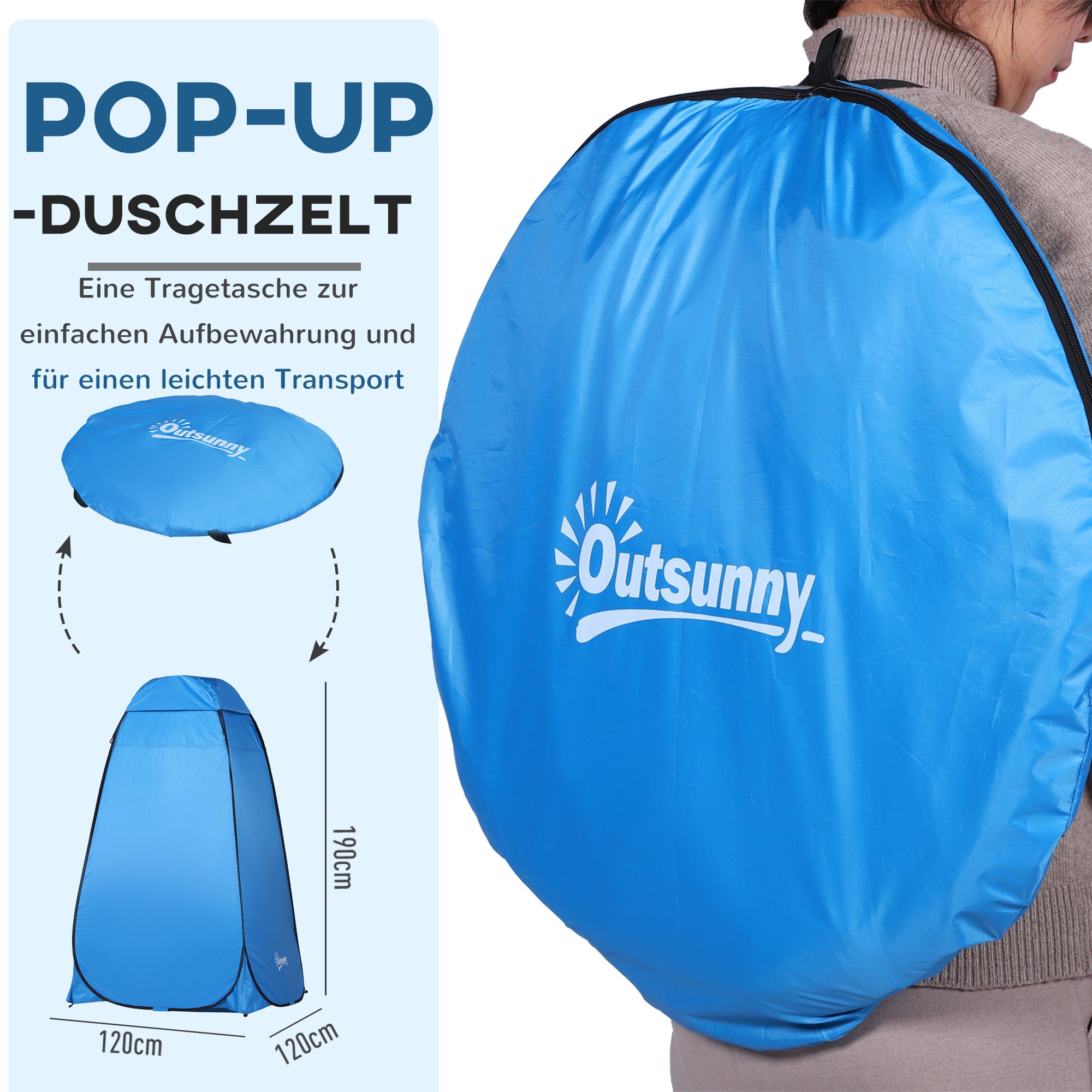 Pop-up Shower Tent, Portable Toilet Tent with Carrying Bag Window Mobile Changing Room WC Tent Privacy Toilet Changing Room Pop-up Camping Beach Storage Tent