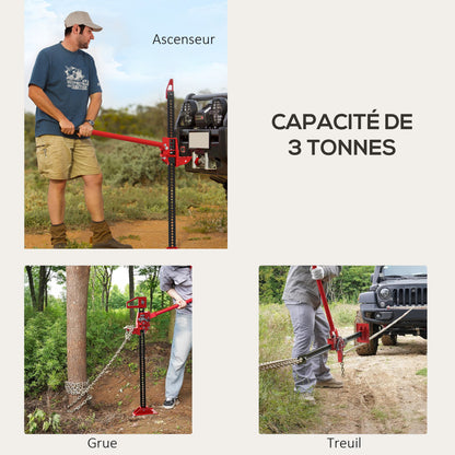 Car Jack Lifting Jack Lifting Height 10-105 cm Max Load 3 tons for Agricultural Maintenance Kit, Hoist, Steel Winch Red