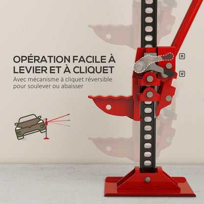 Car Jack Lifting Jack Lifting Height 10-105 cm Max Load 3 tons for Agricultural Maintenance Kit, Hoist, Steel Winch Red