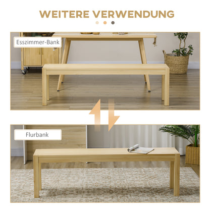 3-Seater Wooden Bench Country Style Kitchen Bench for Living Room, Kitchen, Entrance, Pine Wood, Up to 330 kg Load Capacity, 150 x 33 x 45 cm, Natural