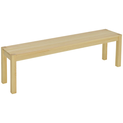 3-Seater Wooden Bench Country Style Kitchen Bench for Living Room, Kitchen, Entrance, Pine Wood, Up to 330 kg Load Capacity, 150 x 33 x 45 cm, Natural