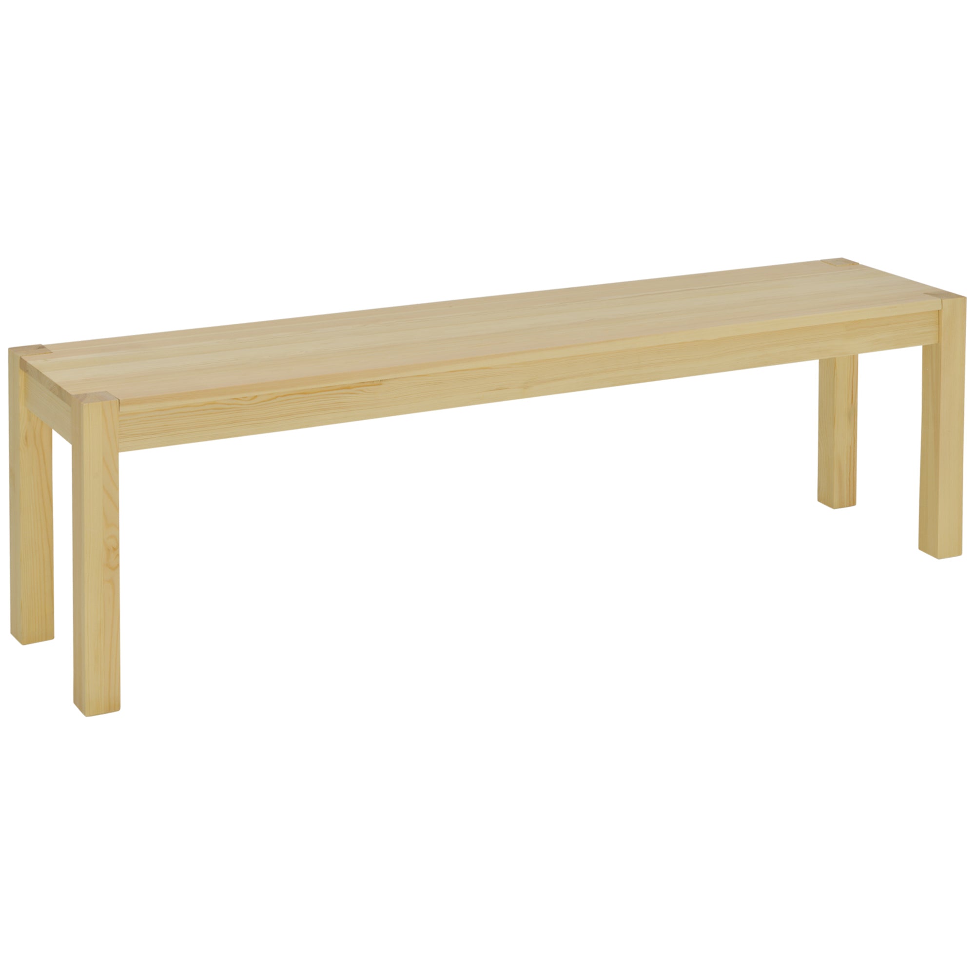 3-Seater Wooden Bench Country Style Kitchen Bench for Living Room, Kitchen, Entrance, Pine Wood, Up to 330 kg Load Capacity, 150 x 33 x 45 cm, Natural
