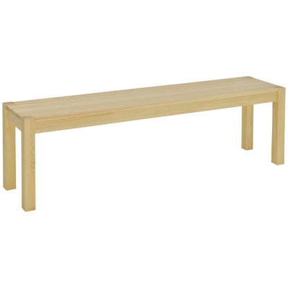 3-Seater Wooden Bench Country Style Kitchen Bench for Living Room, Kitchen, Entrance, Pine Wood, Up to 330 kg Load Capacity, 150 x 33 x 45 cm, Natural