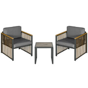 Garden Furniture Set 3 pcs, Bistro Set incl. Coffee Table, 2 Chairs, Garden Seating Group with Cushions, Patio Furniture Balcony Set for Terrace, Gray