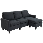 Corner Sofa with Sleeping Function, 3 Seater Sofa and Cushions, L-Shape Couch for Living Room, Bedroom 197 x 139 x 91 cm, Polyester, Dark Gray