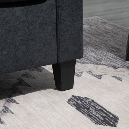 Corner Sofa with Sleeping Function, 3 Seater Sofa and Cushions, L-Shape Couch for Living Room, Bedroom 197 x 139 x 91 cm, Polyester, Dark Gray