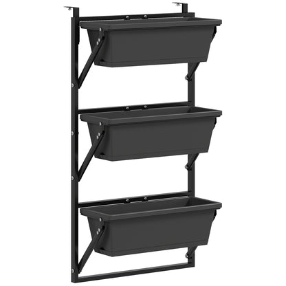 3-Piece Flower Pot Planter with Holes, 56x42 cm Plant Pots, Square Plant Pot, Plastic Flower Pot for Tomatoes and Flowers, Plant Pot for Garden Balcony, Dark Grey