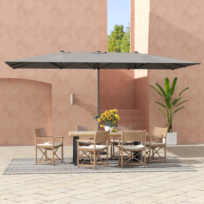 Double Sun Umbrella with Crank 451 x 264 cm, UV Protection 50+ Parasol, Windproof Garden Umbrella Balcony Umbrella Aluminum Market Umbrella Sun Protection for Balcony Terrace Garden Dark Gray