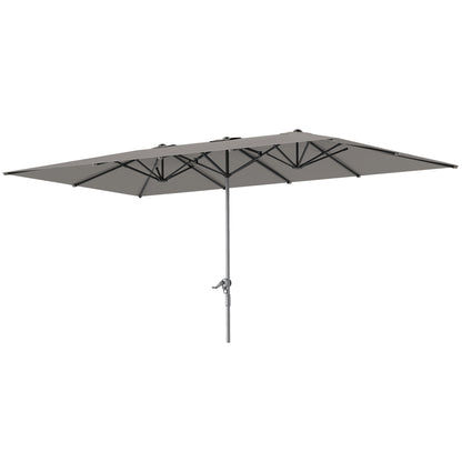 Double Sun Umbrella with Crank 451 x 264 cm, UV Protection 50+ Parasol, Windproof Garden Umbrella Balcony Umbrella Aluminum Market Umbrella Sun Protection for Balcony Terrace Garden Dark Gray
