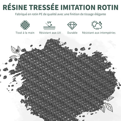 Set of 4 Stackable Garden Chairs, Outdoor Armchairs with Armrests and Gray Rattan Effect Wicker Coating