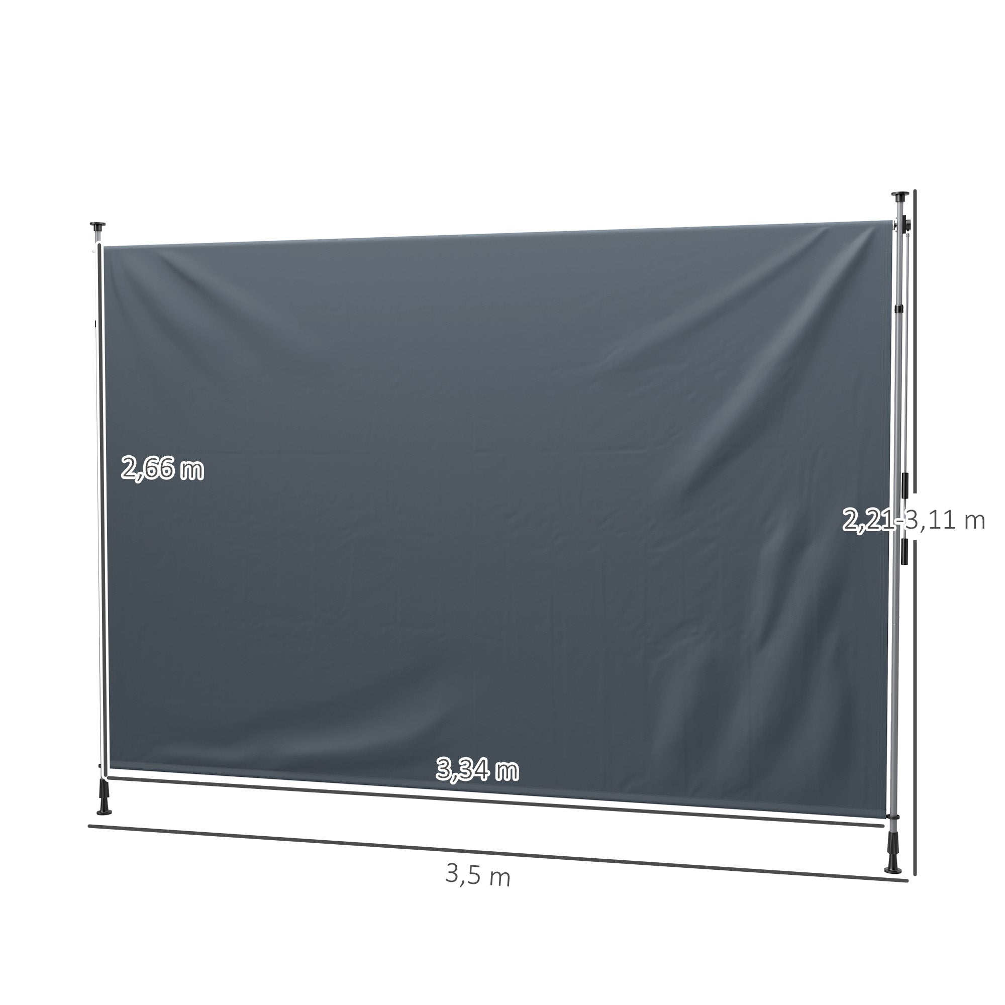 Clamp Awning with Hand Crank, Adjustable Height, Retractable Arm Awning, Awning without Drilling, UV Resistant, including Wall Mount, Sun Awning 350 cm wide for Terrace Balcony, Dark Gray