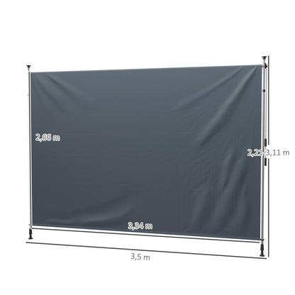 Clamp Awning with Hand Crank, Adjustable Height, Retractable Arm Awning, Awning without Drilling, UV Resistant, including Wall Mount, Sun Awning 350 cm wide for Terrace Balcony, Dark Gray