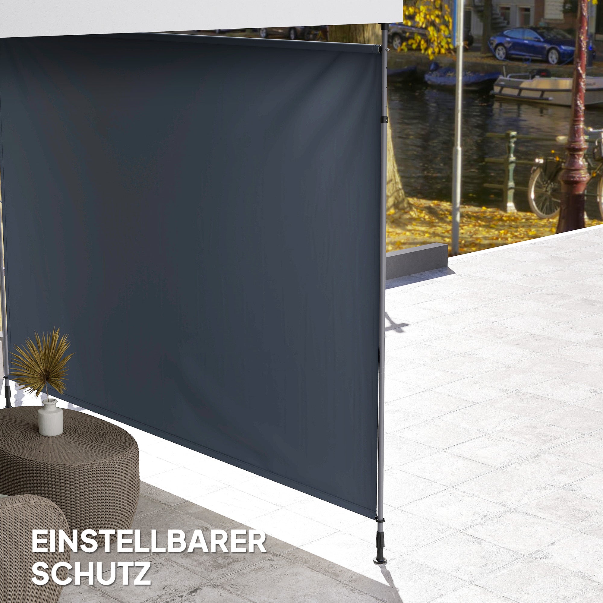 Clamp Awning with Hand Crank, Adjustable Height, Retractable Arm Awning, Awning without Drilling, UV Resistant, including Wall Mount, Sun Awning 350 cm wide for Terrace Balcony, Dark Gray