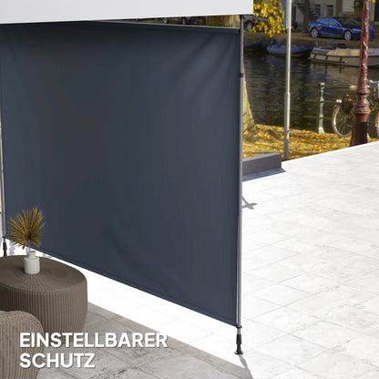 Clamp Awning with Hand Crank, Adjustable Height, Retractable Arm Awning, Awning without Drilling, UV Resistant, including Wall Mount, Sun Awning 350 cm wide for Terrace Balcony, Dark Gray