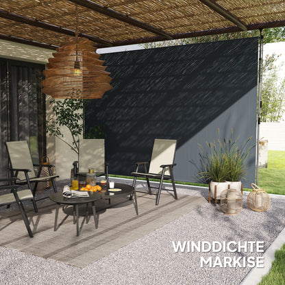 Clamp Awning with Hand Crank, Adjustable Height, Retractable Arm Awning, Awning without Drilling, UV Resistant, including Wall Mount, Sun Awning 350 cm wide for Terrace Balcony, Dark Gray