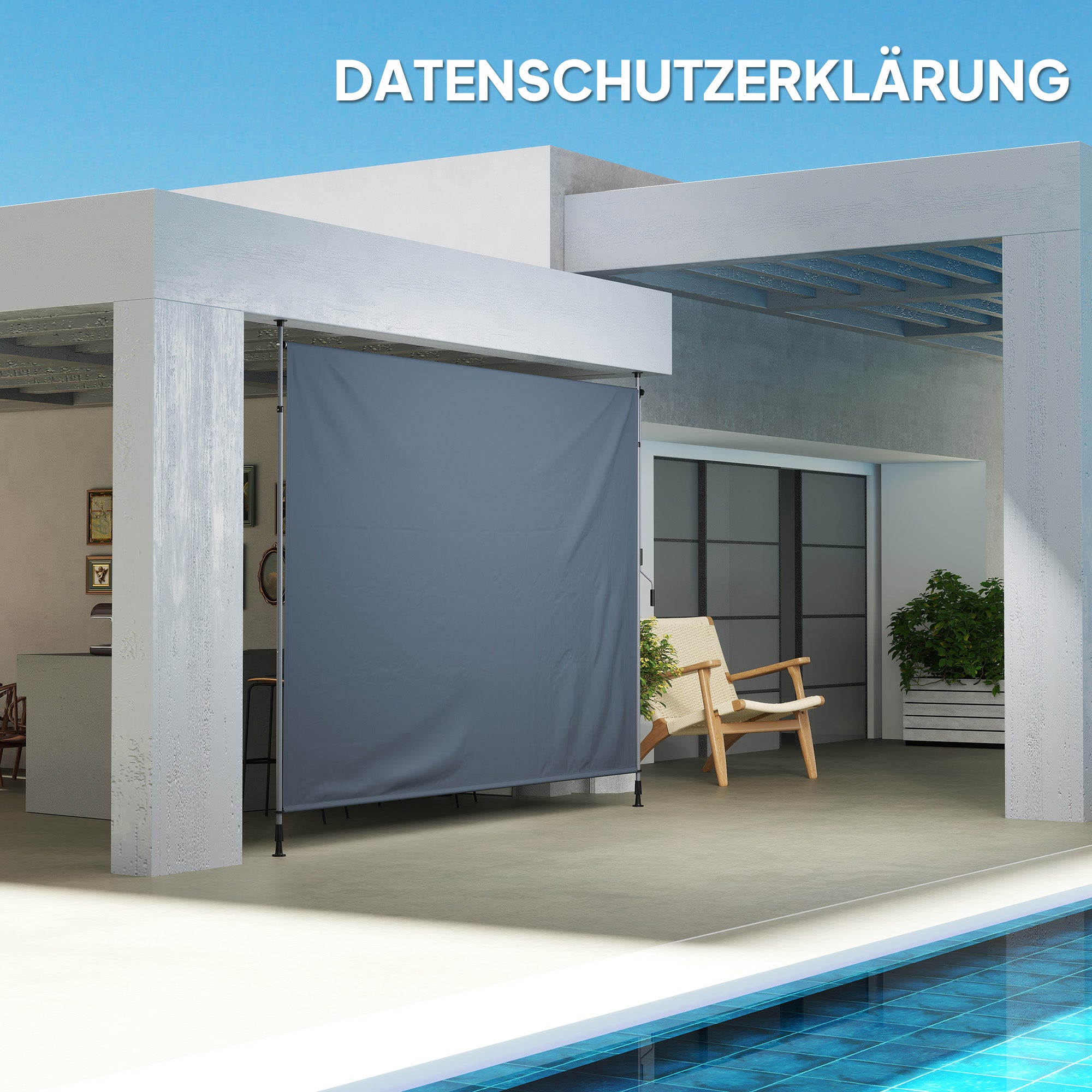 Clamp Awning with Hand Crank, Adjustable Height, Retractable Arm Awning, Awning without Drilling, UV Resistant, including Wall Mount, Sun Awning 350 cm wide for Terrace Balcony, Dark Gray