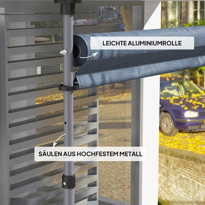 Clamp Awning with Hand Crank, Adjustable Height, Retractable Arm Awning, Awning without Drilling, UV Resistant, including Wall Mount, Sun Awning 350 cm wide for Terrace Balcony, Dark Gray