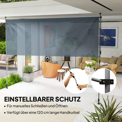 Clamp Awning with Hand Crank, Adjustable Height, Retractable Arm Awning, Awning without Drilling, UV Resistant, including Wall Mount, Sun Awning 350 cm wide for Terrace Balcony, Dark Gray