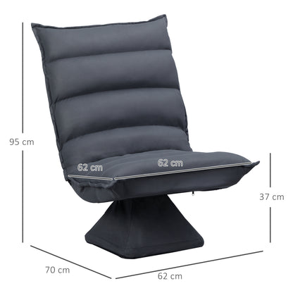 Floor Sofa Floor Chair with Adjustable Backrest, Swivel Meditation Chair, Recliner for Living Room, Office, Microfiber Cloth, Dark Grey, 62 x 70 x 95 cm