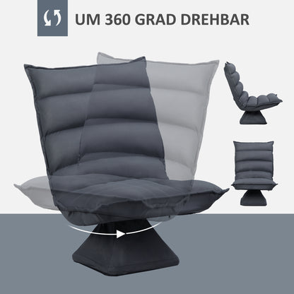 Floor Sofa Floor Chair with Adjustable Backrest, Swivel Meditation Chair, Recliner for Living Room, Office, Microfiber Cloth, Dark Grey, 62 x 70 x 95 cm
