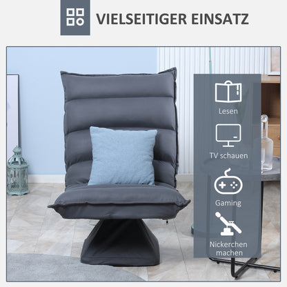 Floor Sofa Floor Chair with Adjustable Backrest, Swivel Meditation Chair, Recliner for Living Room, Office, Microfiber Cloth, Dark Grey, 62 x 70 x 95 cm