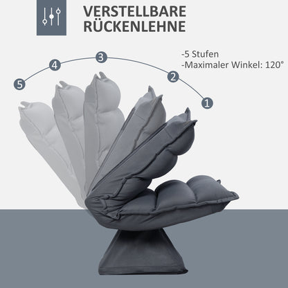 Floor Sofa Floor Chair with Adjustable Backrest, Swivel Meditation Chair, Recliner for Living Room, Office, Microfiber Cloth, Dark Grey, 62 x 70 x 95 cm