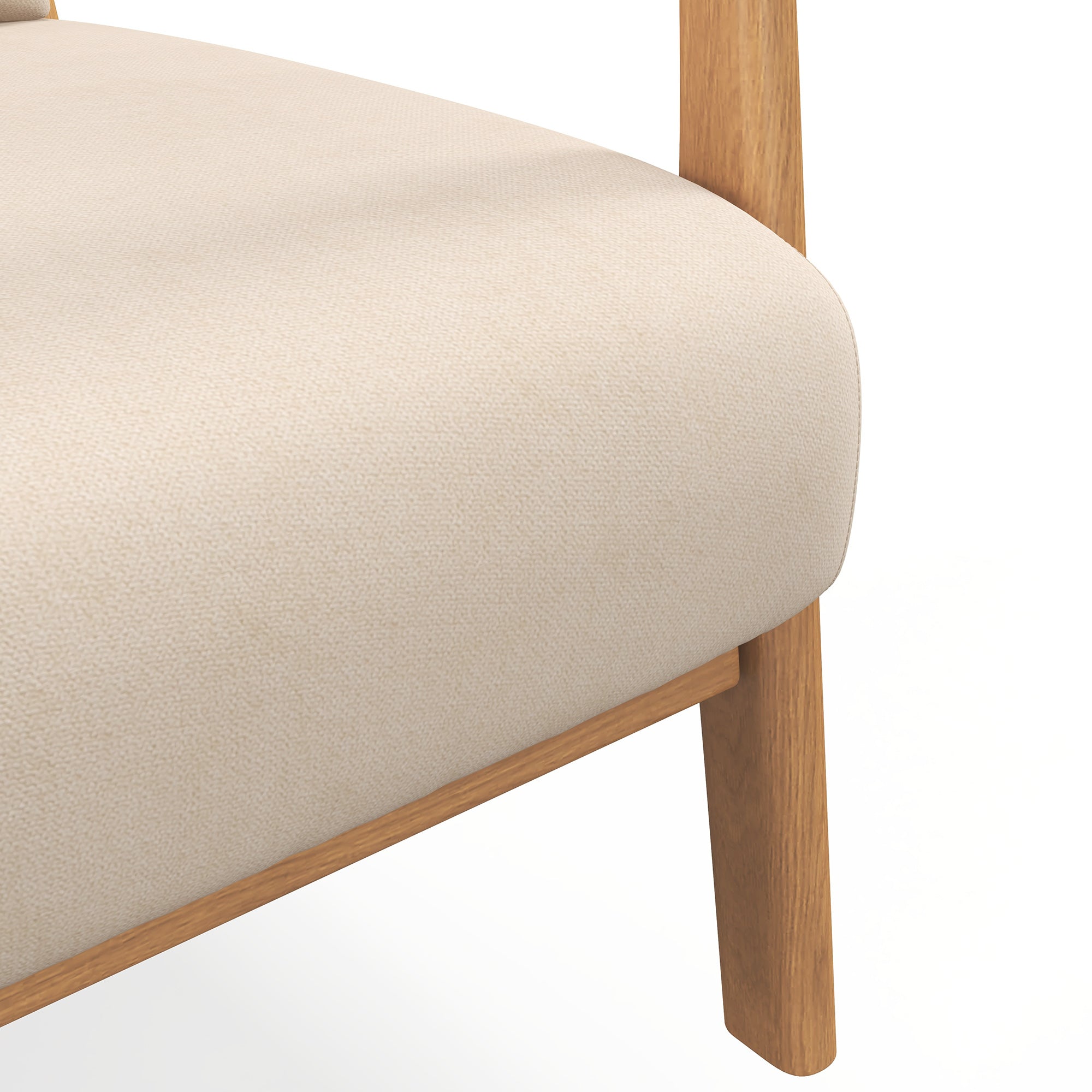 Lounge Armchair Nordic Armchair Living Room Chair with Armrests Cushion and Rubber Wood Frame for Bedroom Load 120 kg 61x78x76 cm Beige