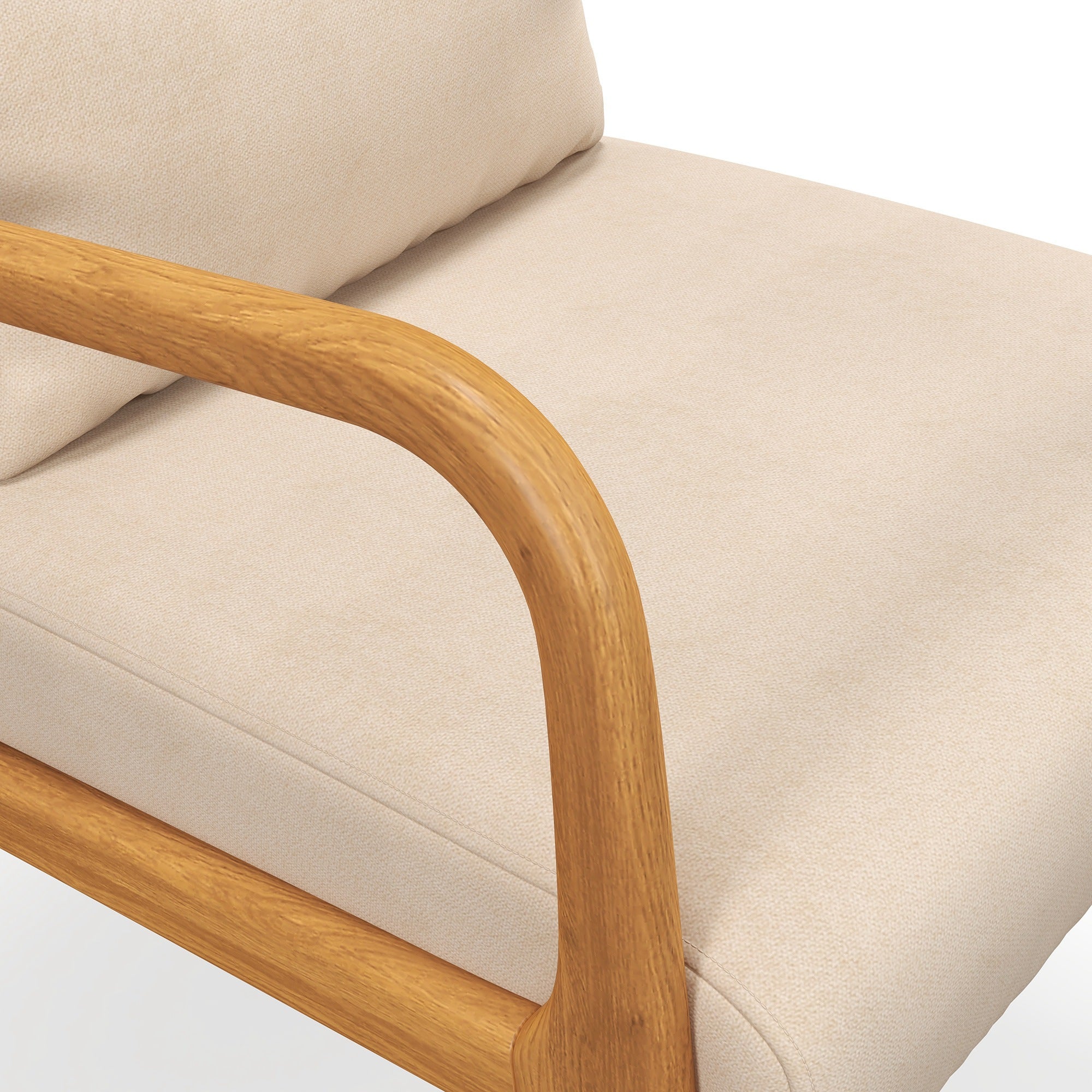 Lounge Armchair Nordic Armchair Living Room Chair with Armrests Cushion and Rubber Wood Frame for Bedroom Load 120 kg 61x78x76 cm Beige
