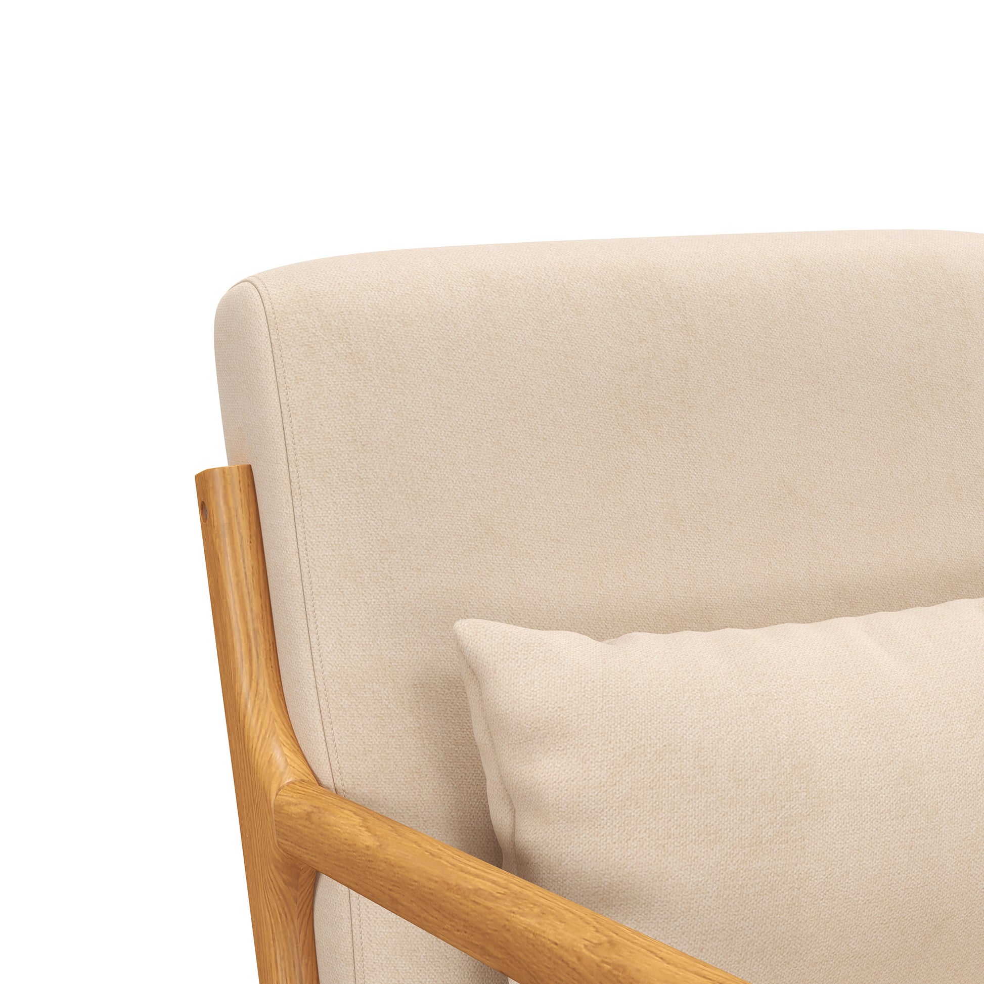 Lounge Armchair Nordic Armchair Living Room Chair with Armrests Cushion and Rubber Wood Frame for Bedroom Load 120 kg 61x78x76 cm Beige