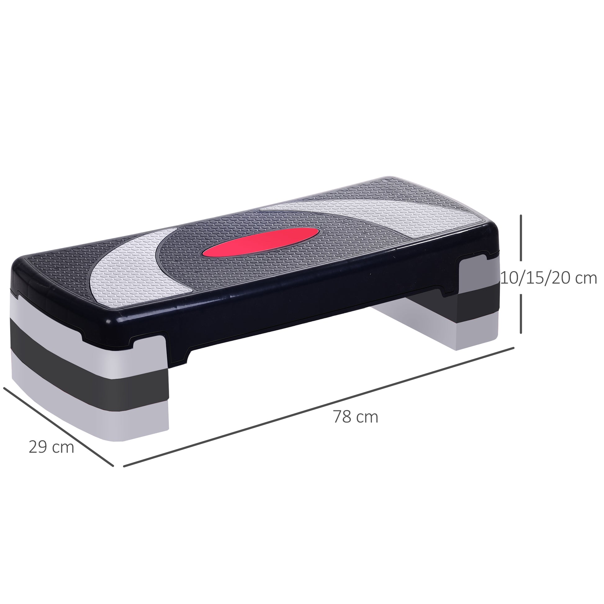 Adjustable Height Aerobic Fitness Step with Non-slip Surface 78x29x20 cm