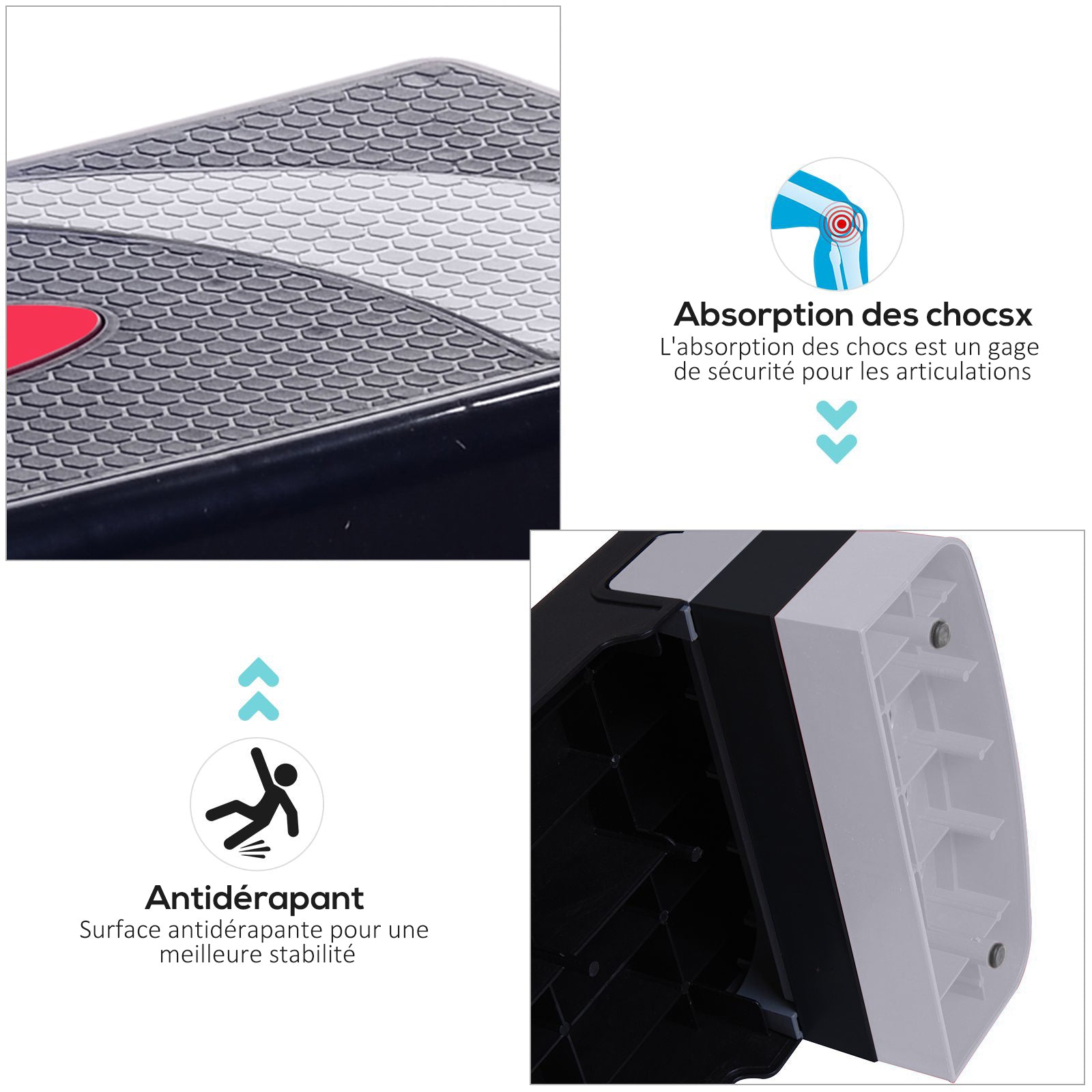 Adjustable Height Aerobic Fitness Step with Non-slip Surface 78x29x20 cm