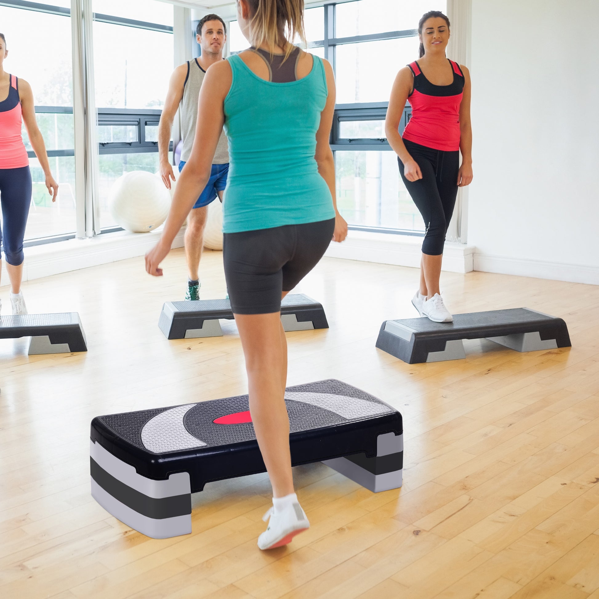 Adjustable Height Aerobic Fitness Step with Non-slip Surface 78x29x20 cm
